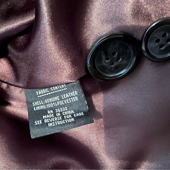 90s Leather Oversized Brown Elegant Single Breast Jacket Coat Blazer XL - Picture 15 of 15